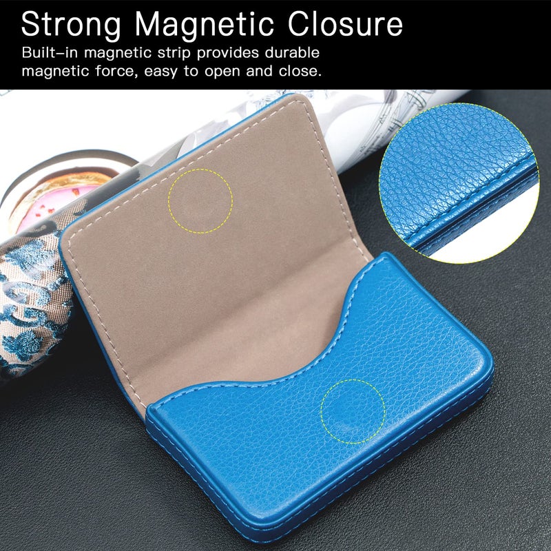 Padike Business Name Card Holder Luxury PU Leather,Business Name Card Holder Wallet Credit card ID Case/Holder For Men & Women - Keep Your Business Cards Clean(Blue) - Image 4